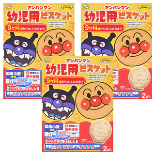 FUJIYA 不二家 麵包超人牛乳餅, 適用9個月以上寶寶, 日本小麥, 添加鈣和維生素D, 2袋入, 牛奶, 84g, 3盒