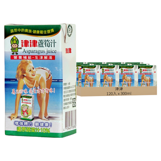 津津 蘆筍汁 120入 300ml - 經典國民飲品，清爽解渴，補充膳食纖維