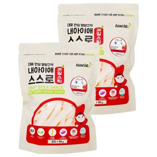 Naeiae 嬰幼兒米棒，韓國Naver 8萬媽媽推薦，無添加，低鈉或無鈉, 草莓, 30g, 2包