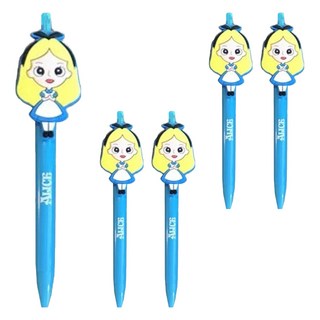 德德小品集 DISNEY造型自動原子筆 - 0.38mm黑色筆芯 韓國製, 艾莉絲 藍色, 5支