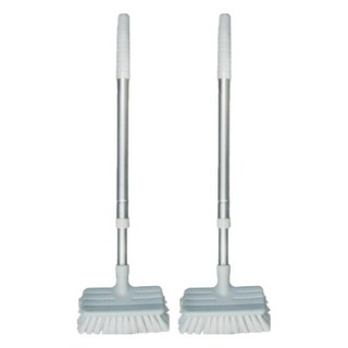 Easy Cleaning Solution 潔田屋 居家萬用清潔刷 螺旋頭2段伸縮桿 LF325YLN, 銀灰色 + 灰白色, 2個
