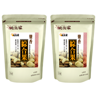 元氣家 烘焙鹽香綜合果, 精選特大腰果、夏威夷果、杏仁果, 低溫烘焙, 薄鹽調味, 200g, 2包