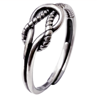 財神小舖 好運無限戒指 925純銀 戒指面寬約0.2-0.6cm, 可調整, 銀色