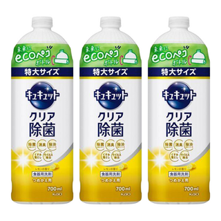 Kao 花王 Cucute 珂珂透 餐具洗碗精補充瓶 檸檬香 大補充裝, 700ml, 3瓶
