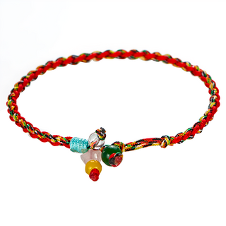 馥瑰馨盛 追逐夢想五色線手鍊 粉水晶手環 避邪祈福, 15~16.5cm, 0341