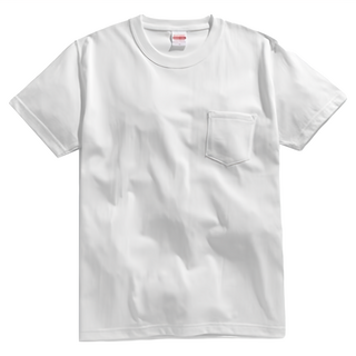 United Athle 厚磅口袋短T, 100%純棉, 圓筒無側縫, 領口不易變形, L, 白色