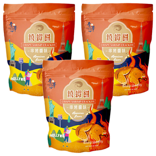 青澤 燒蝦餅 酥脆蝦餅, 燒烤, 100g, 3包