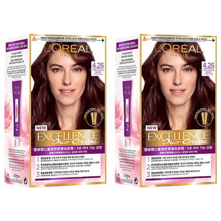 L'OREAL PARiS 巴黎萊雅 台灣公司貨 優媚霜三重護髮雙管染髮霜, 4.26 紫紅棕色, 2組