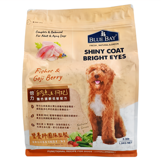 BLUE BAY 倍力 艷色護眼配方 犬用乾飼料 呵護毛色與眼睛, 白魚肉+枸杞, 1.5kg, 1袋