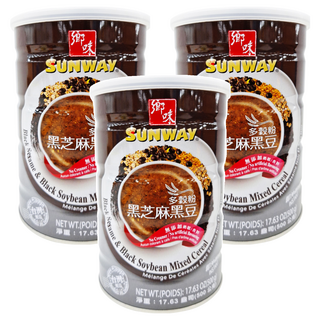 SUNWAY 鄉味 多穀粉 黑芝麻黑豆, 3罐, 500g, 16份