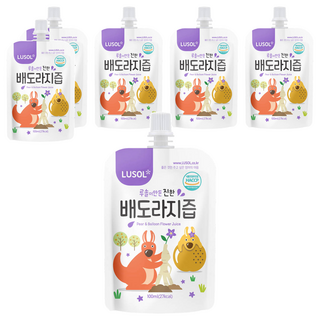 LUSOL 嬰幼兒果汁 雪梨桔梗 韓國國產無農藥蔬果製成 無添加砂糖、防腐劑 吸嘴帶包裝 隨時飲用, 100ml, 6包