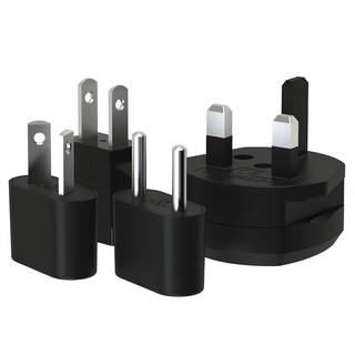 CENTENARY 成電牌 世界通 萬國轉換插頭 內含2極125V電源轉接器 (歐規4mmΦ轉美規), 黑色, 1組