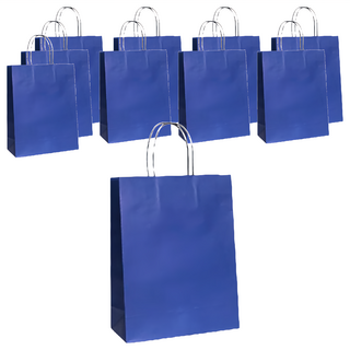 素簡無印純色手提袋 4K 紙繩款, 寶藍色, 1組