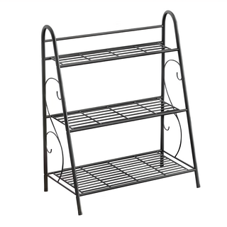 FAmILyLIFE 生活 簡約風3層置物花架 63 x 31 x 69cm 鐵灰色, 3層