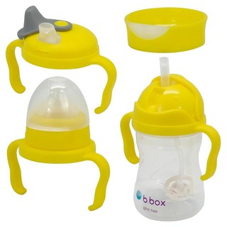b.box 四合一套裝，含四種不同功能蓋子，學習水杯+奶嘴杯蓋+鴨嘴杯蓋+學習杯蓋, 4個月以上適用, 檸檬黃, 240ml, 1組