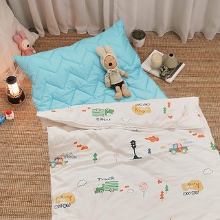 BUHO 布歐 便攜式天然純棉透氣雙層紗兒童睡墊四季被三件組-台灣製, 童話鎮 多色