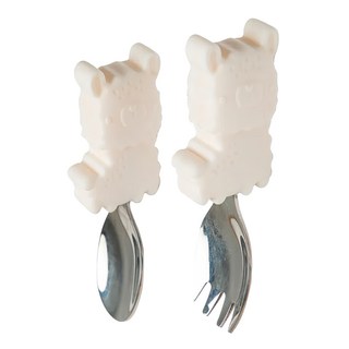 Loulou Lollipop 動物造型304不鏽鋼學習訓練叉匙組 - 可愛草泥馬, 9.8 x 3.1 x 1.3cm 66g, 1組