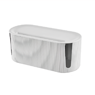 KUIBAO 快豹生活 Morandi條紋莫蘭迪延長線收納盒, 簡約白, 1個