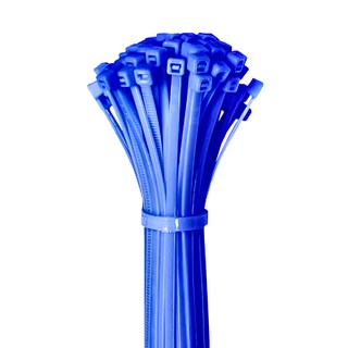 POLYWELL 自鎖式尼龍束線帶 工業級紮線帶 綁線帶 塑膠束帶 PW15-T65-0060 4 x 300mm 藍色, 100個