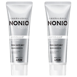 LION 獅王 NONIO 終結口氣牙膏 晶燦亮白, 雙重淨化因子 LSS成分 長效清新口氣, 130g, 2條