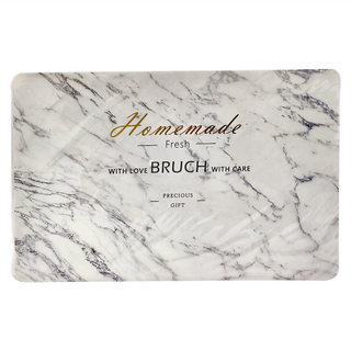 iINDOORS 防水隔熱餐桌墊 圓滑邊角安全不割手 易清洗不易發霉, 45x30cm, 大理石 白色 + 灰色, 1個