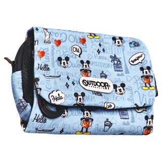 OUTDOOR Disney 米奇環遊世界盥洗包, 聚酯纖維, 魔鬼氈+拉鍊開合, 12 x 17 x 5cm, 藍色