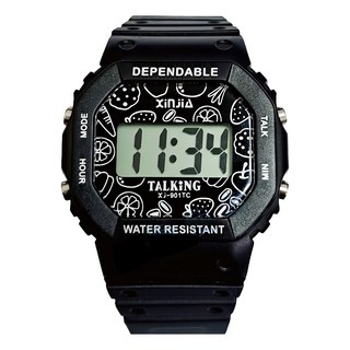 感恩使者 ZHCN2416 語音報時手錶-防水 鬧鐘提醒 視障 盲人 老人 男女適用, 黑色