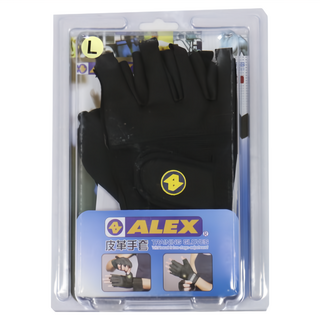 ALEX SPORTS 皮革手套 半指, 黑色, 1雙