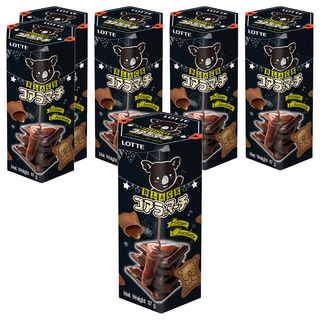 LOTTE 樂天 小熊餅 濃黑巧克力風味, 口感濃郁厚實, 可可含量提升, 餅乾苦甜, 低含糖量, 37g, 6盒