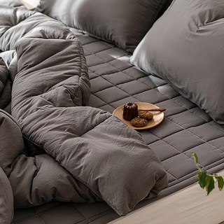 shez Home 蓬鬆牛奶水洗薄被, 炭灰色