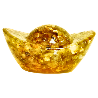 金黃富貴 鈦晶元寶擺件, 鈦晶-碎水晶 (加工壓模), 內附招財靈符, 1個
