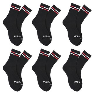 K2 Safety 運動中筒長襪 6雙組, 黑色, 6個