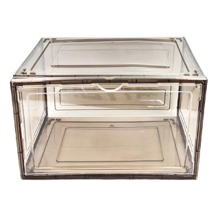 FANCY LIFE 磁吸側開收納鞋盒 透明黑 33x27x21cm, 1個