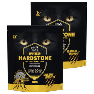 pet story 寵物物語 HARD STONE 硬石貓砂, 清新爽身香味, 12kg, 2袋