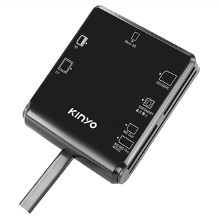Kinyo 多合一晶片讀卡機 60 x 14.5 x 70mm 線長1.2m 83g, KCR-6254, 黑色, 1個