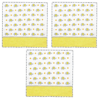 Peilou 貝柔 抑菌紗布小方巾 100%純棉 台灣製造, 26 x 26cm, 小象, 3條