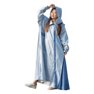 Crocodile 鱷魚 丹寧獵人多功能斜開雨衣 正面斜開設計 兩側加寬 背部加寬高係數反光 加高領口防滲水 袖口可調整, 淺藍色, 2XL