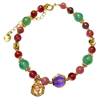 紫水晶綠葡萄碧璽手鍊 5mm 混色/8W-288, 紫水晶 + 綠葡萄