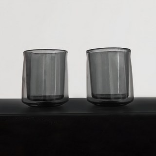 HARIO 好璃奧 灰色雙層玻璃杯 DWC-2024-B 70ml, 灰色, 2個