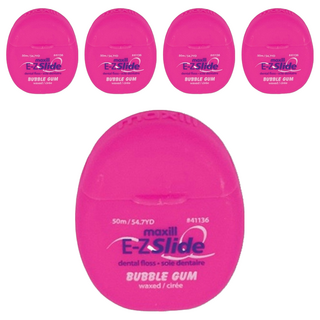 maxill 美適 E-Z Slide 微蠟潔牙線 泡泡糖口味, 50m, 1個, 5個