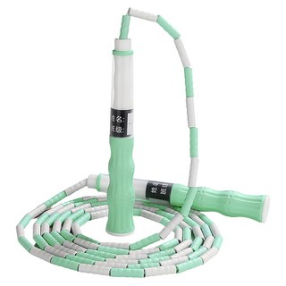 Jane&Nini Toy 兒童初學竹節跳繩 綠色 安全材質 輕巧便攜, 握把1.5 x 2.2cm 整體長度283cm, 1條