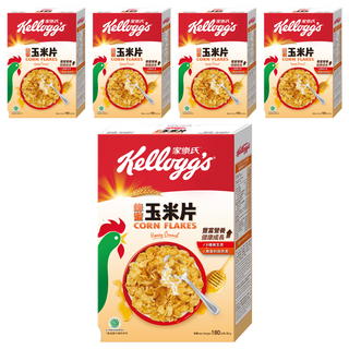 Kellogg's 家樂氏 公雞玉米片 蜂蜜玉米片 豐富營養 健康成長 含8種維生素 無香料與色素, 180g, 5盒