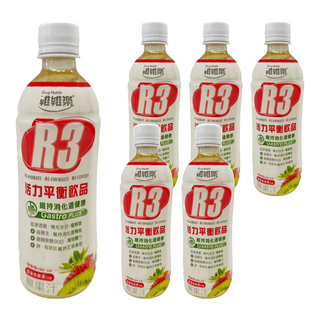 Glory Nutria 維維樂 R3活力平衡飲品PLUS 草莓奇異果口味, 維持消化道健康, 添加葡聚醣900, 低滲透壓補充水分電解質, 500ml, 6瓶