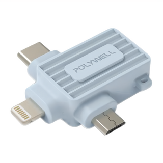 POLYWELL 寶利威爾 三合一OTG轉接頭, PW15-T65-0510, 藍色, 1個