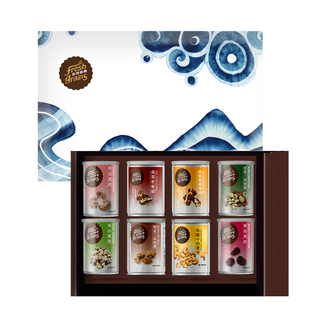 長青穀典 嵐苒堅果禮盒8件組 (695g/盒) - 多種口味綜合，獨立罐裝方便攜帶，年節送禮首選, 1盒