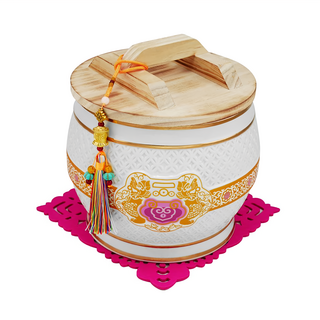 命運好好玩 林霖 財庫豐收貔貅米甕超值組 (陶瓷、實木、黃玉), 22 x 24cm, 8108926, 1組