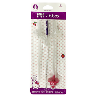 b.box 水杯替換吸管 2入 + 清潔刷組, 1組, HELLO KITTY 桃紅色