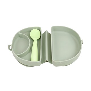 miniware 微兒 合掌包湯匙組, 森林綠, 1組, 矽膠合掌包 + 湯匙