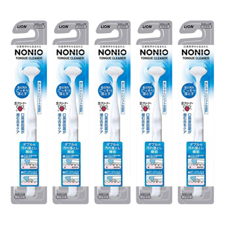 LION 獅王 NONIO 終結口氣舌苔清潔棒 高密極細軟毛 溫柔清潔舌苔 特殊橡膠刮頭 徹底帶走污垢, 18g, 5支
