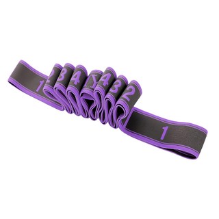 理享家 9分格體式瑜珈健身拉力繩 數字款, 115 x 4cm, 紫色, 彈力好, 1條